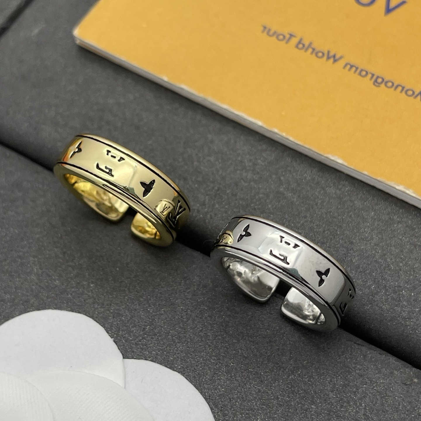 Band Plain Ring Men Women Couple High Quality wedding Titanium Steel 18K Gold Letter Jewelry Gift Solid S260916KKMZ