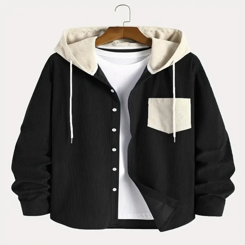 The Fashion Trend Spring and Autumn Corduroy Hooded Jacket Is Comfortable Casual for Daily Commuting Men 260902