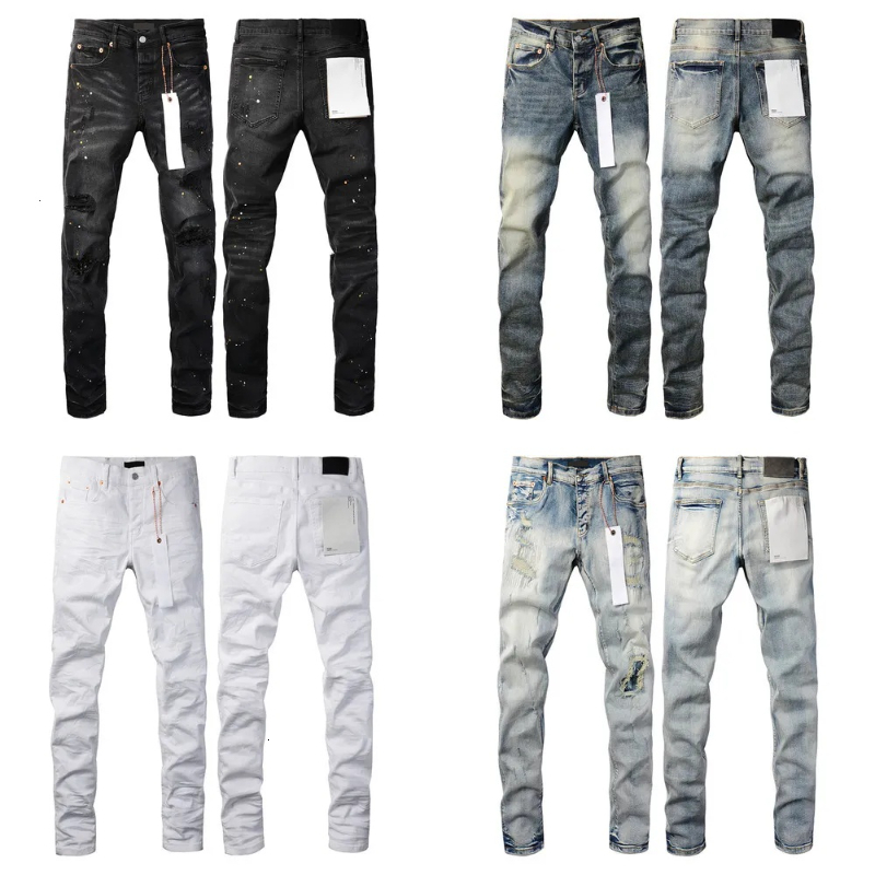 Mens Designer purples Skinny Jeans Fashion distressed ripped biker black blue jean slim fit motorcyc stretch Denims For Man Black Pants a3 fd 1c