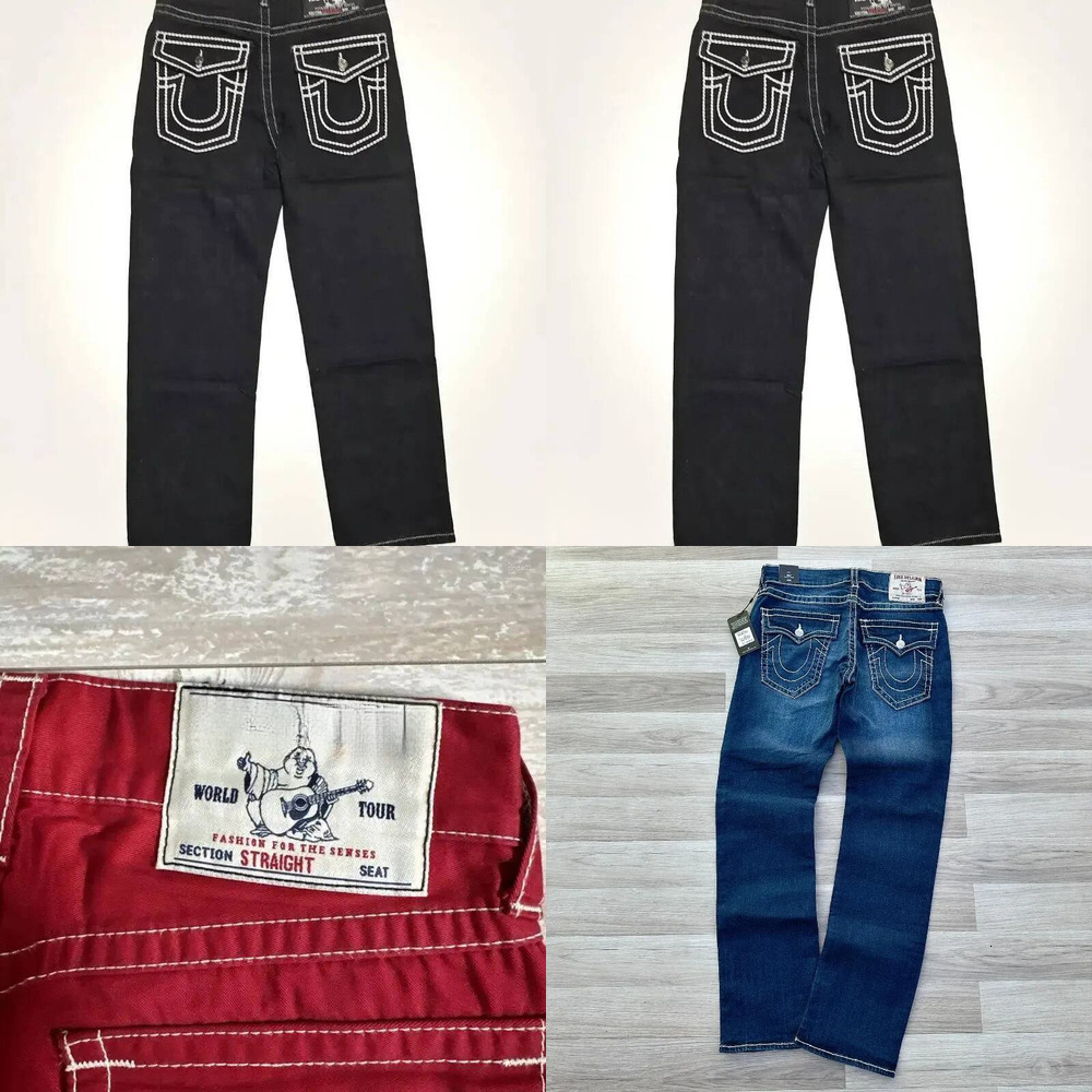 True Relgionly Jeans Men's Jeans Streetwear Polar Big Boy Y2k Harajuku Hip Hop Cartoon Embroidery Retro Blue Baggy Pants Mens Womens Wide Leg T