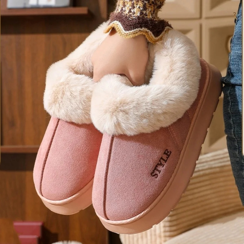 Platform Snow Boots for Womens Home Thick Warm Wool Shoes Outdoor AntiSlip Fur Velvet Ankle Short 260916