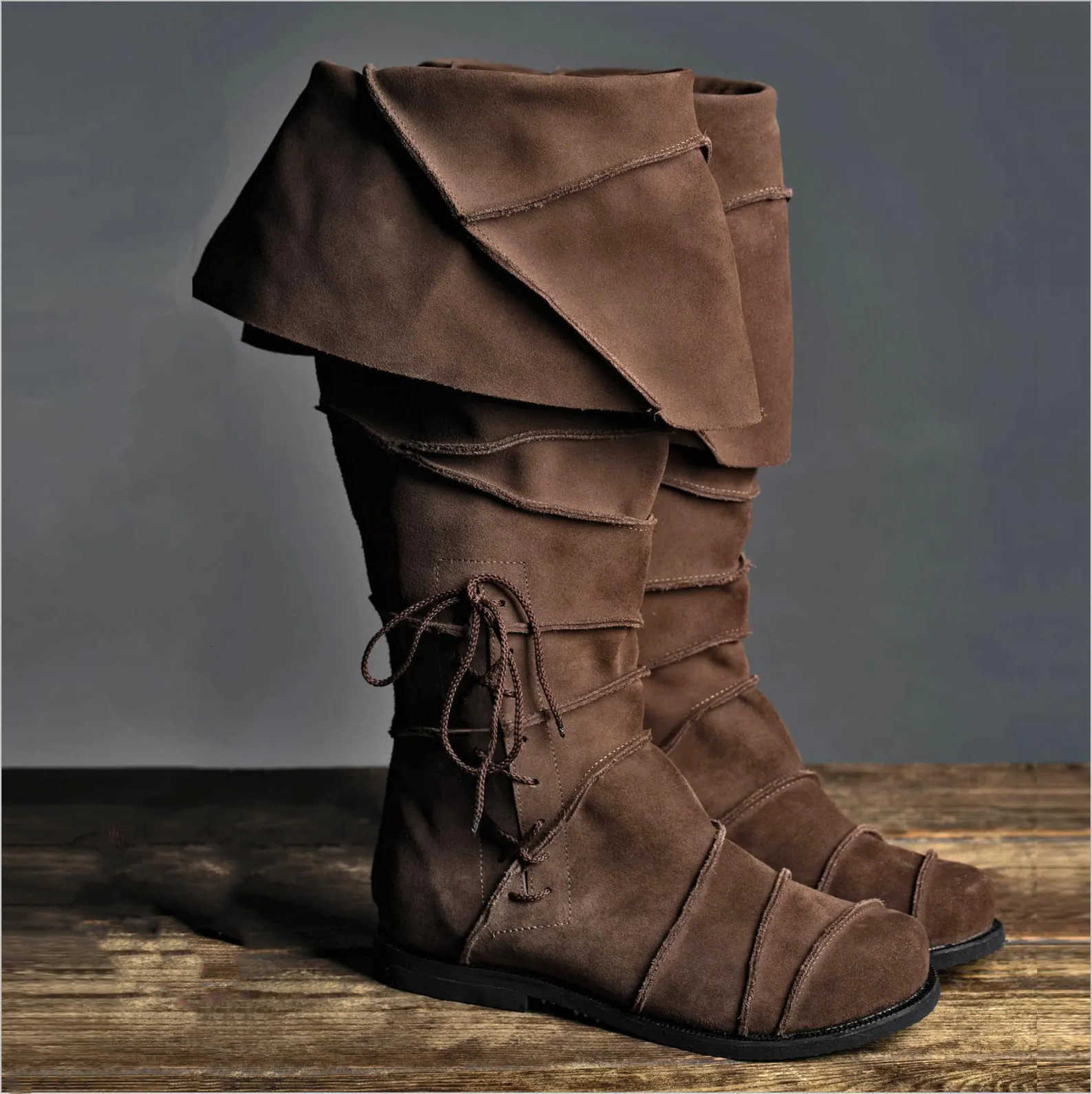 boots men's Large new size European and American medieval Renaissance low heel high top boots D260916