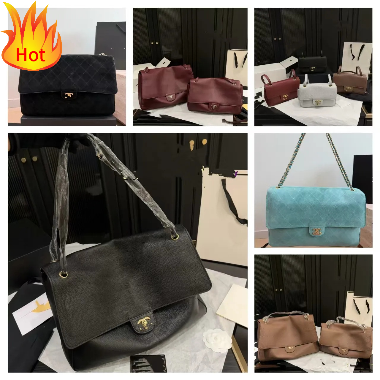 Shoulder Bag Luxury Bag Women Designer Maxi Shopping Grain Cowhide Crossbody Bag Classic Vintage Handbags Cowhide Genuine Leather Flap Bag Daily Cas