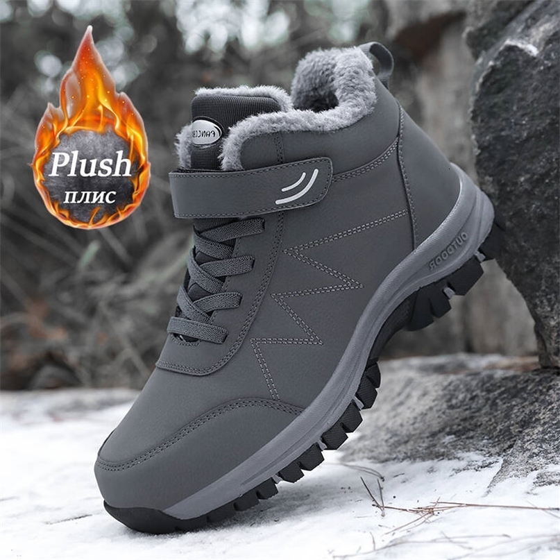 Winter Men Boots Microfiber Leather Snow Man Plush Warm Causal Shoe Waterproof Male Sneakers Spring Ankle 260915