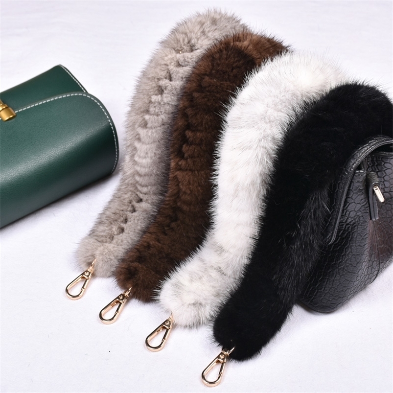 Besfilin Genuine Mink Fur Bag Strap Hand Woven Metal Handle Shoulder Chain Replacement MultiPurpose Fashion Accessory 260915