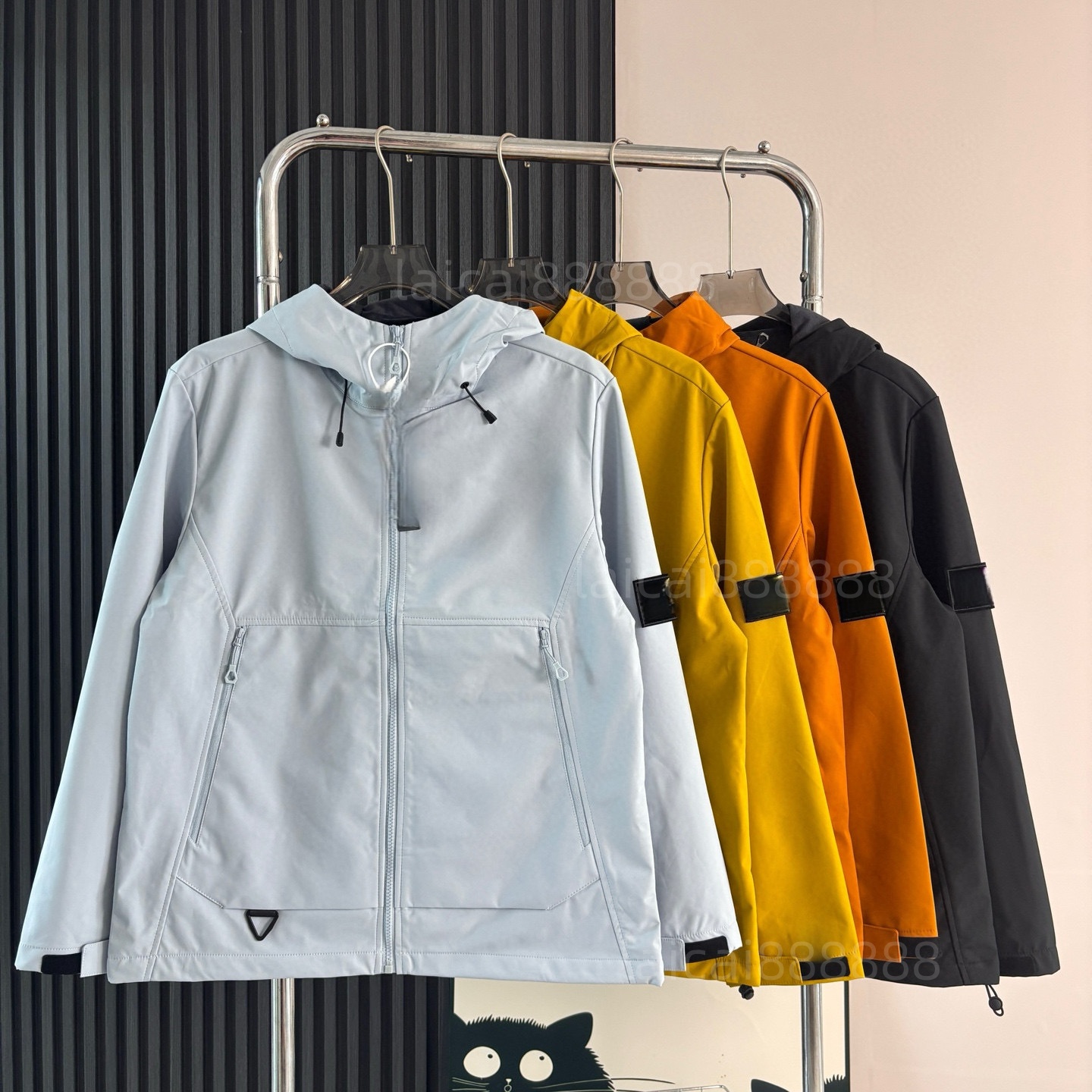 Trendy and fashionable stone hooded spring and autumn workwear, men's jacket, new long sleeved fashion brand waterproof jacket526