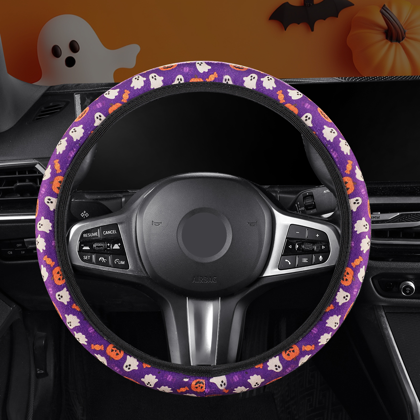 Halloween Limited Edition Car Steering Wheel Cover Universal Fit Most Models Wear-Resistant Non-Slip Design No Inner Ring