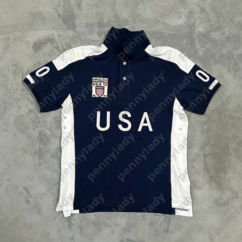 Mens Print Polo Shirt Short Sleeve Collared T Shirt Cotton Embroidery Letter Tops Casual Summer Tees For Men Sweden Italy Switzerland Japan USA Mult