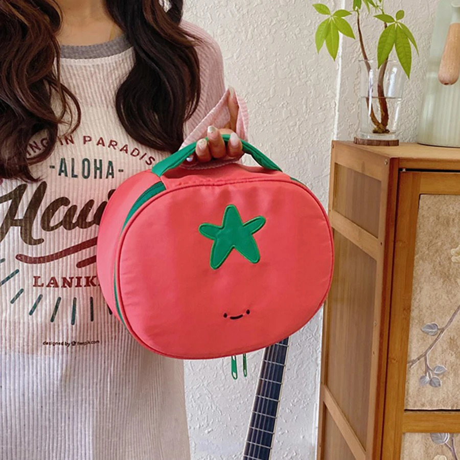 Tomato Shaped Cute Cosmetic Bag Nylon Waterproof Portable Makeup Pouch Unique Travel Wash Bag Multifunctional Toiletry St 260916