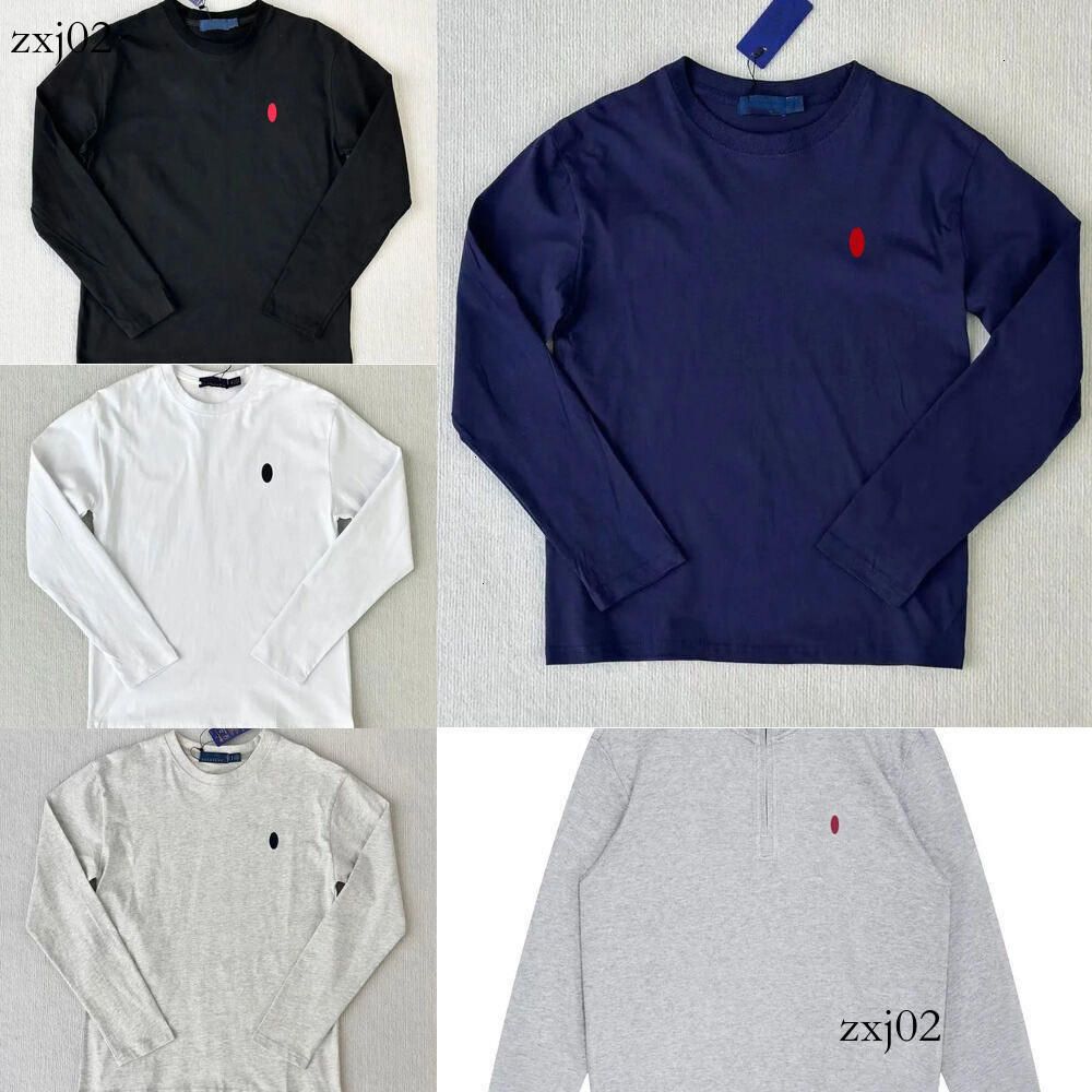 Rolphy Laurener Long Sleeve Men Designer Solid Color Pony Embroidery Loose Fit T Shirt Formal Pullover Autumn Cotton High Street Ralf Shirt Laurnen