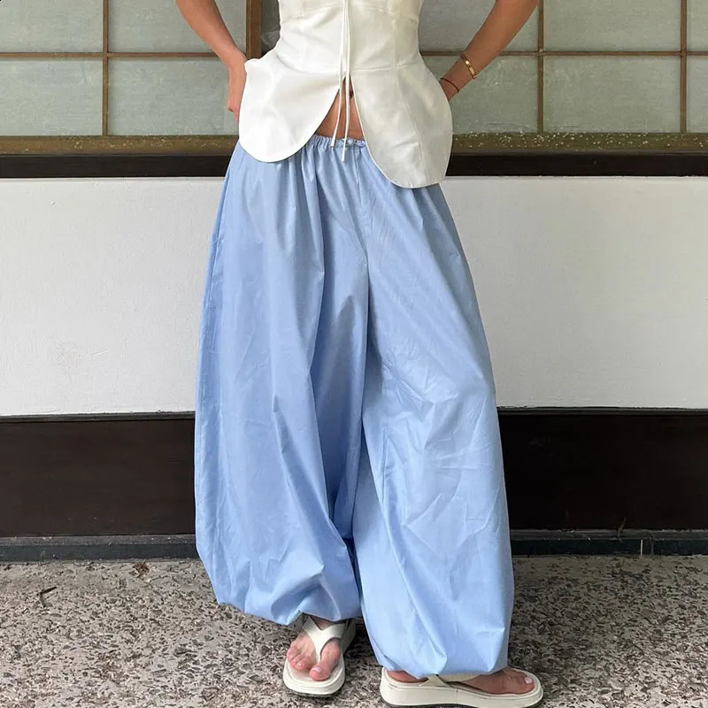 100% Cotton High Quality Women Casual High Waist Bloomers Long Pants Fashion Big Wide Leg Pants Women Clothes Trousers 260916