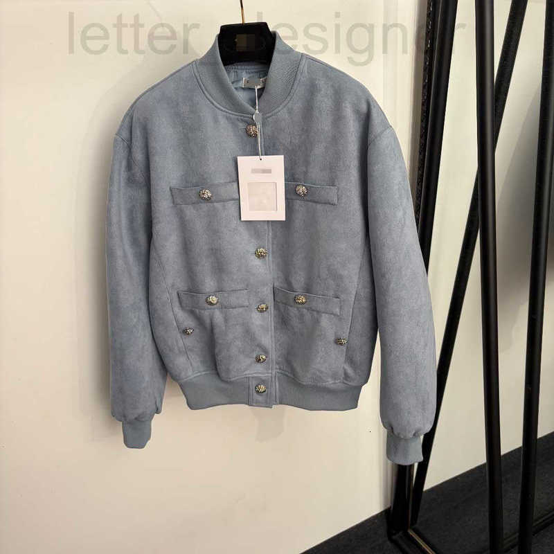 Designer Women's Jackets high-end elegant slim-fit new style long-sleeved jacket with lion head buttons, made of deerskin velvet