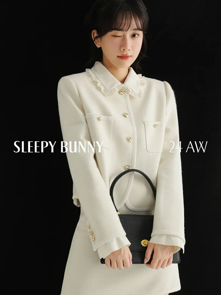 Elegant Tweed Skirt for Women Double-Layered Collar Blazer and Slim Fit Mini Skirt Fall Fashion Casual Outfit 260916