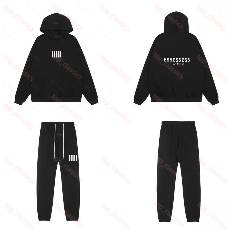 Essientails Hoodie Designer Hoodie Mens Flocked Letter 1977 Cotton Breathable Fashionable Hoodie Tapered Joggers Set Essiantial Streetwear Sweat b5f