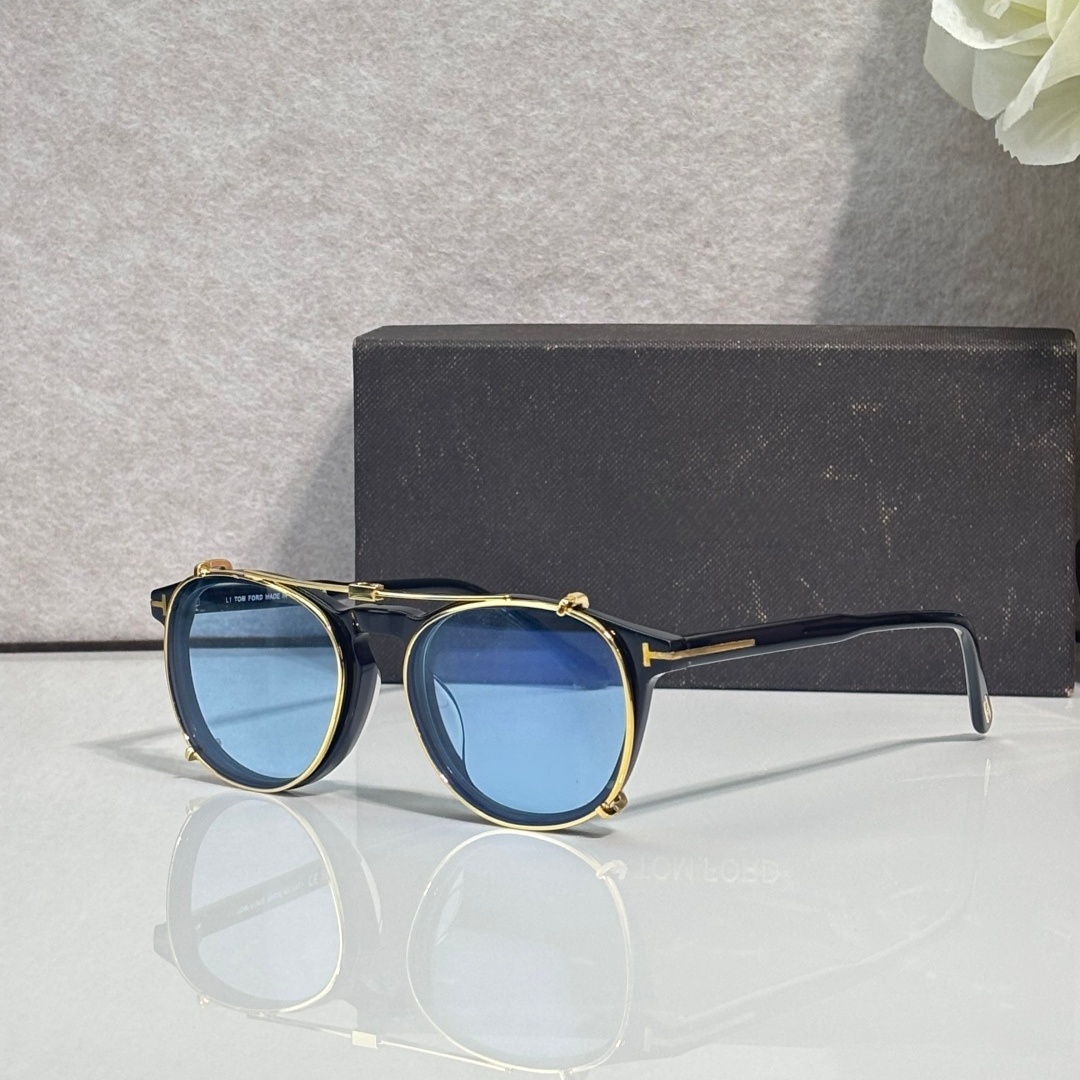 Unisex 2 in 1 Round Acetate Optical Frame with Removable Gold Metal Clip-on Sunglass Lens Vintage UV400 Clip Lenses Men Women Daily Outdoor Glasses
