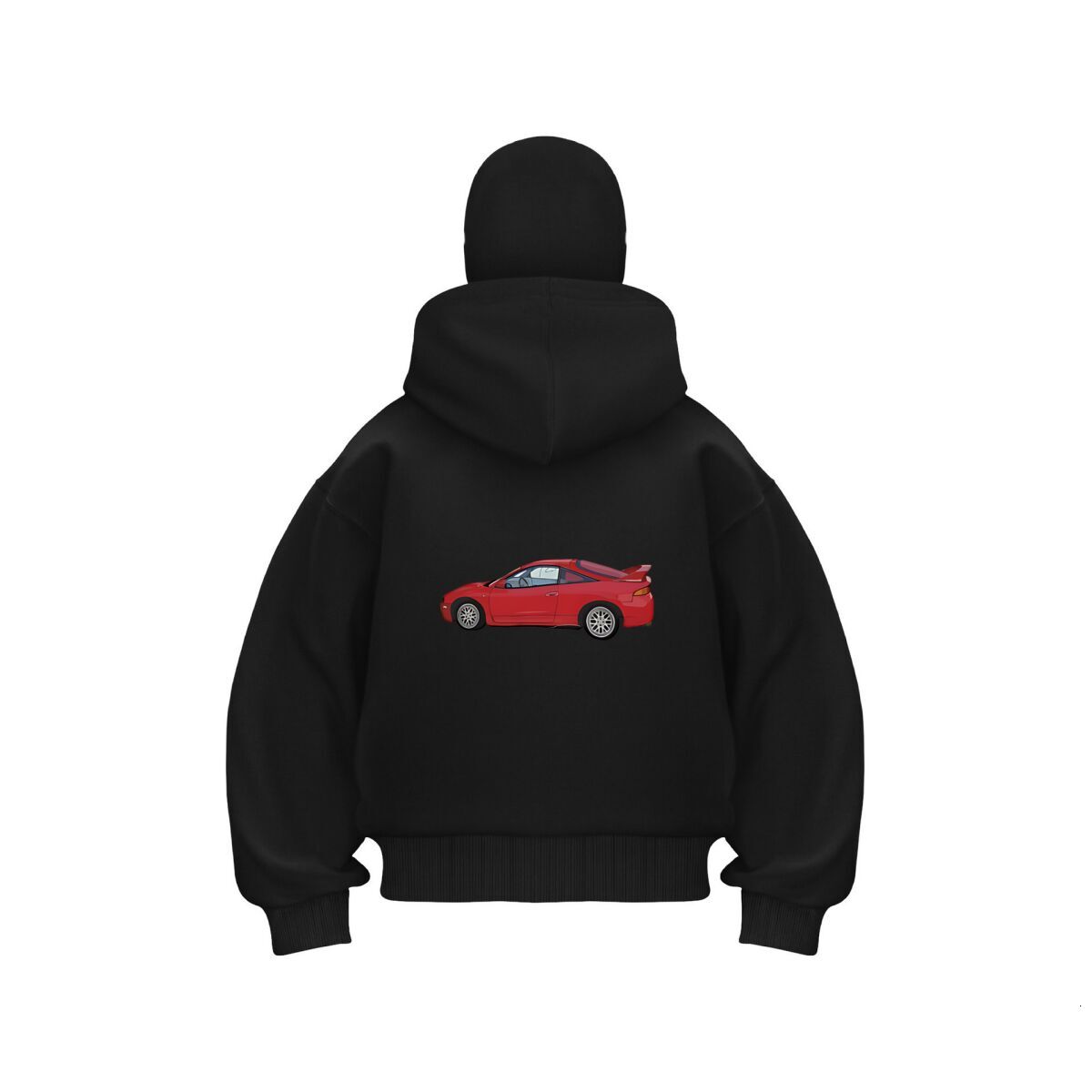 Red Sports Car Silhouette Balaclava Zip Hoodie Warm Outdoor Men's Winter Casual Sweatshirt J260916