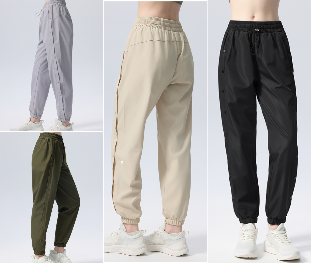 A2936 Women's Spring Fall Athletic Pants with Buttons Casual Sweatpants for Running Fitness and Yoga Quick-Dry and Slimming