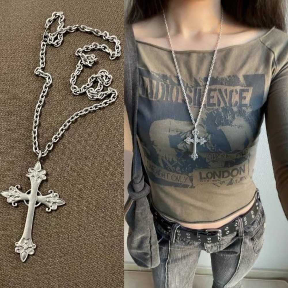 Black Rhinestone Summer Cross Jesus Pendant Choker Necklace for Women Punk Vintage Double Layers Chain 2026 Neck Boho JewelryT260916