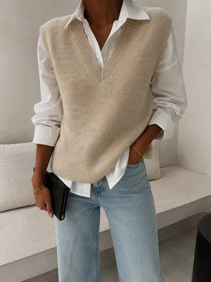 Wear Women'S Office Autumn Winter Elegant Temperament Soft Knit Vintage Style Streetwear French Chic Knitted Sweater Vest.W260915