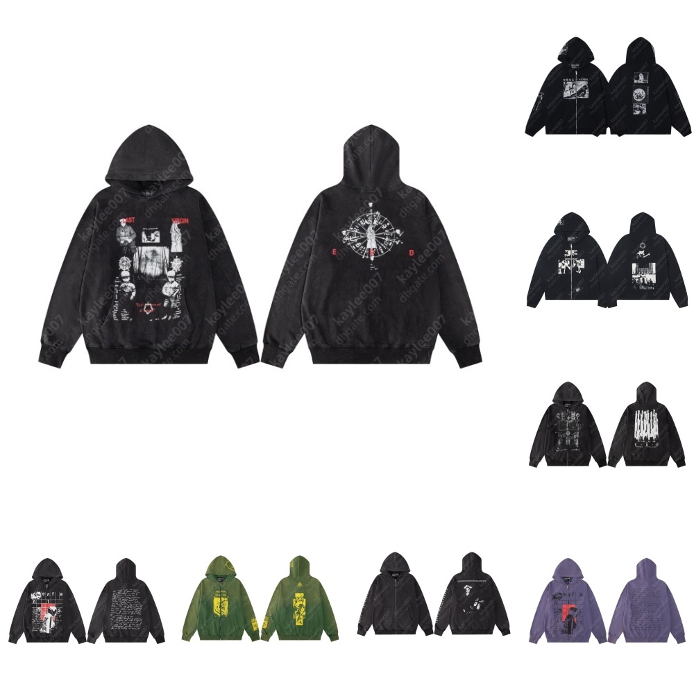ERD Depressed Rich Son designer hoodie men women zip up hoodie fashion graphic hoodie sweatshirt tech fleece wash hole distress Style pullover men B