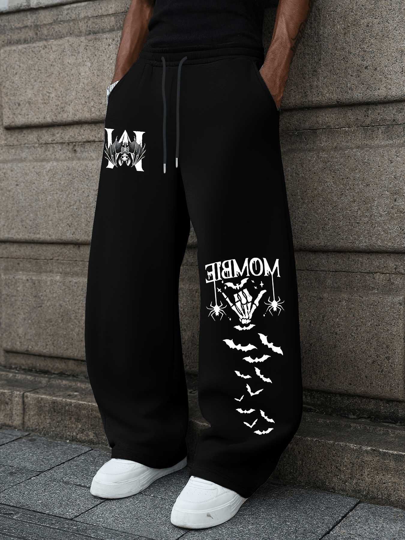 Bat Gothic Dark Graphic Skull Printed Men Straight Leg Sweatpants Different Pattern For Two Legs Drawstring Waist S-3XL D260916