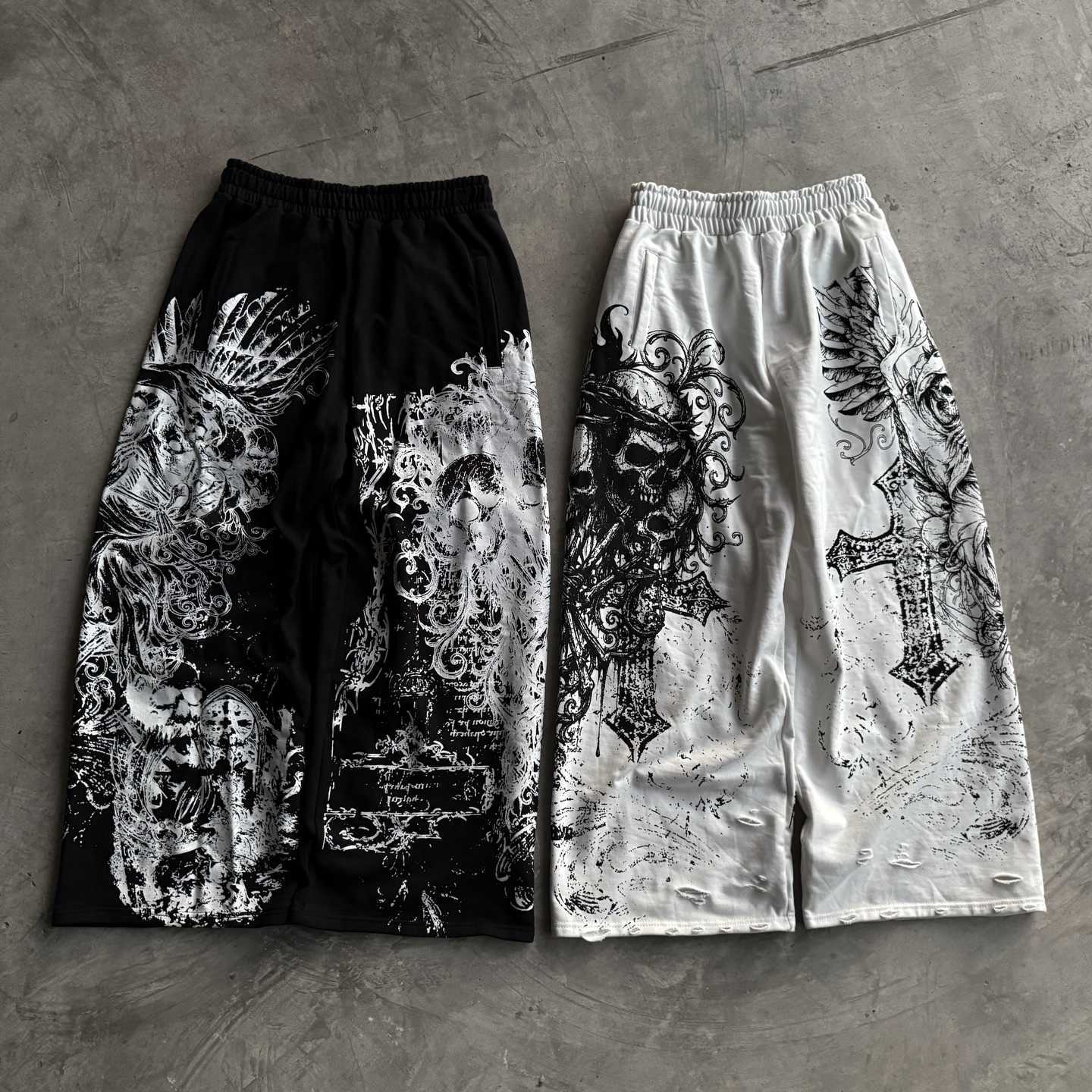 Retro 2026 Summer New Y2K Casual Pants Gothic Skull Head Direct Spray Printed Floor Pants Extra Large Neutral Fashion Pants D260916