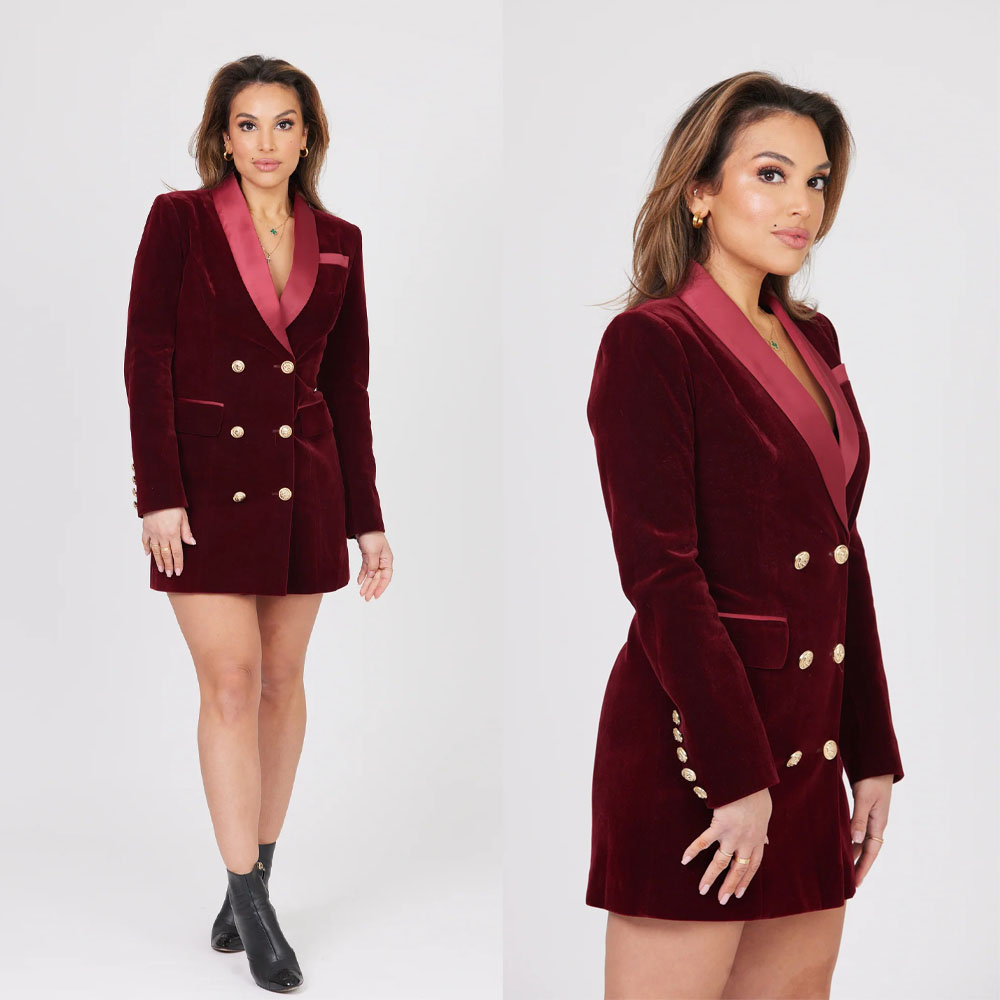 Stunning Velvet Short Blazer Skirt For Women Satin Shawl Lapel Slim Fit Mini Dress Customized Formal Wedding Guest Celebrity Evening Outfit