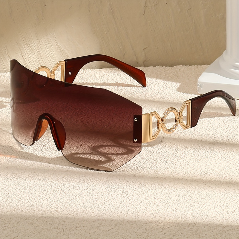 New Oversized Rimless Rectangular Sunglasses Y2K Luxury Classic Gradient Lens, Composite Frame, Ideal for Travel Fashion J260916