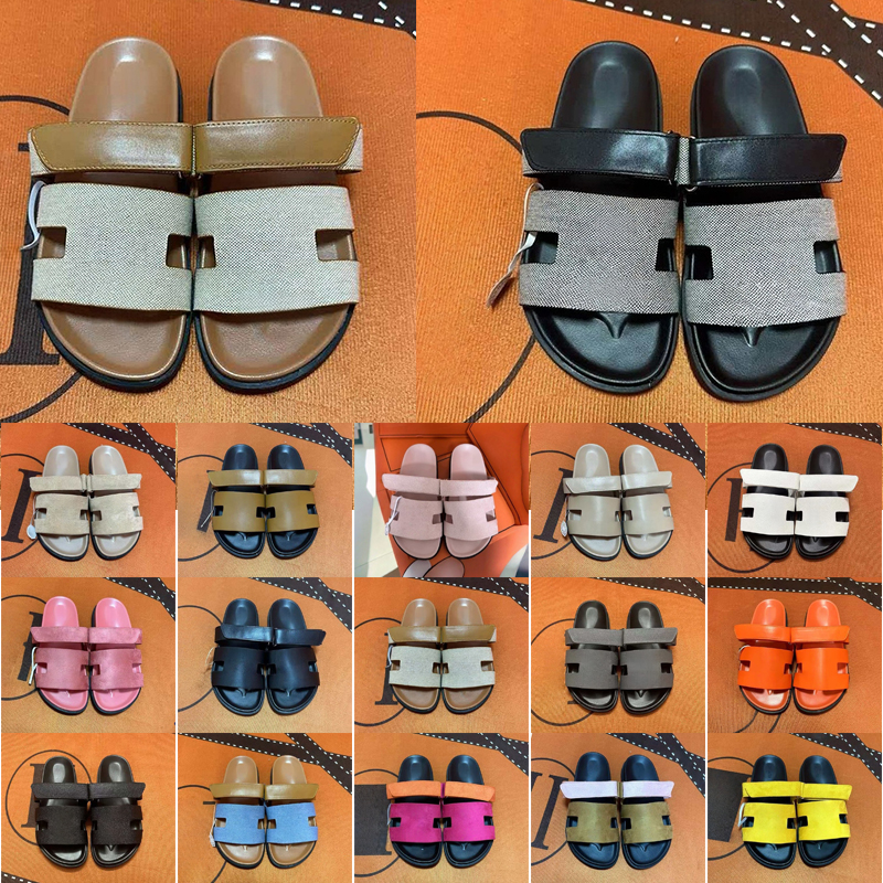 Designer Outdoor Slides Men Women Open Toe Sandals Double Velcro Strap Platform Slippers Casual Summer Shoes Beach Travel Everyday Footwear Holiday