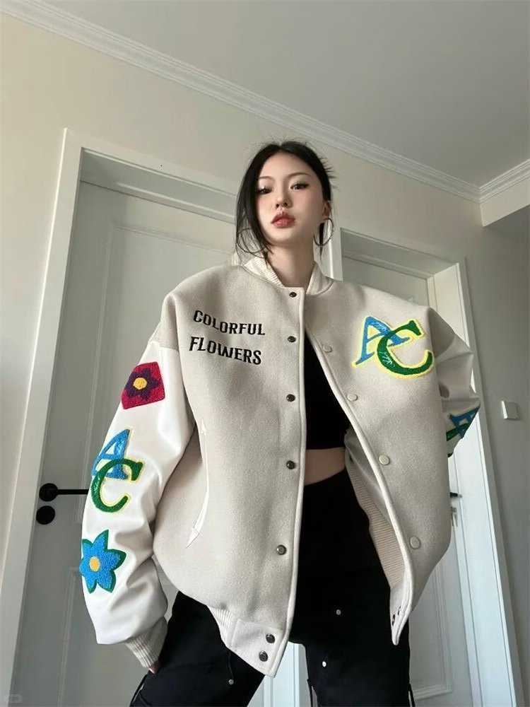 American Embroidered Retro Baseball Uniform Tide Ins Autumn And Winter Korean Version Of Loose Women's Jackets Sweet Coat WomenT260916