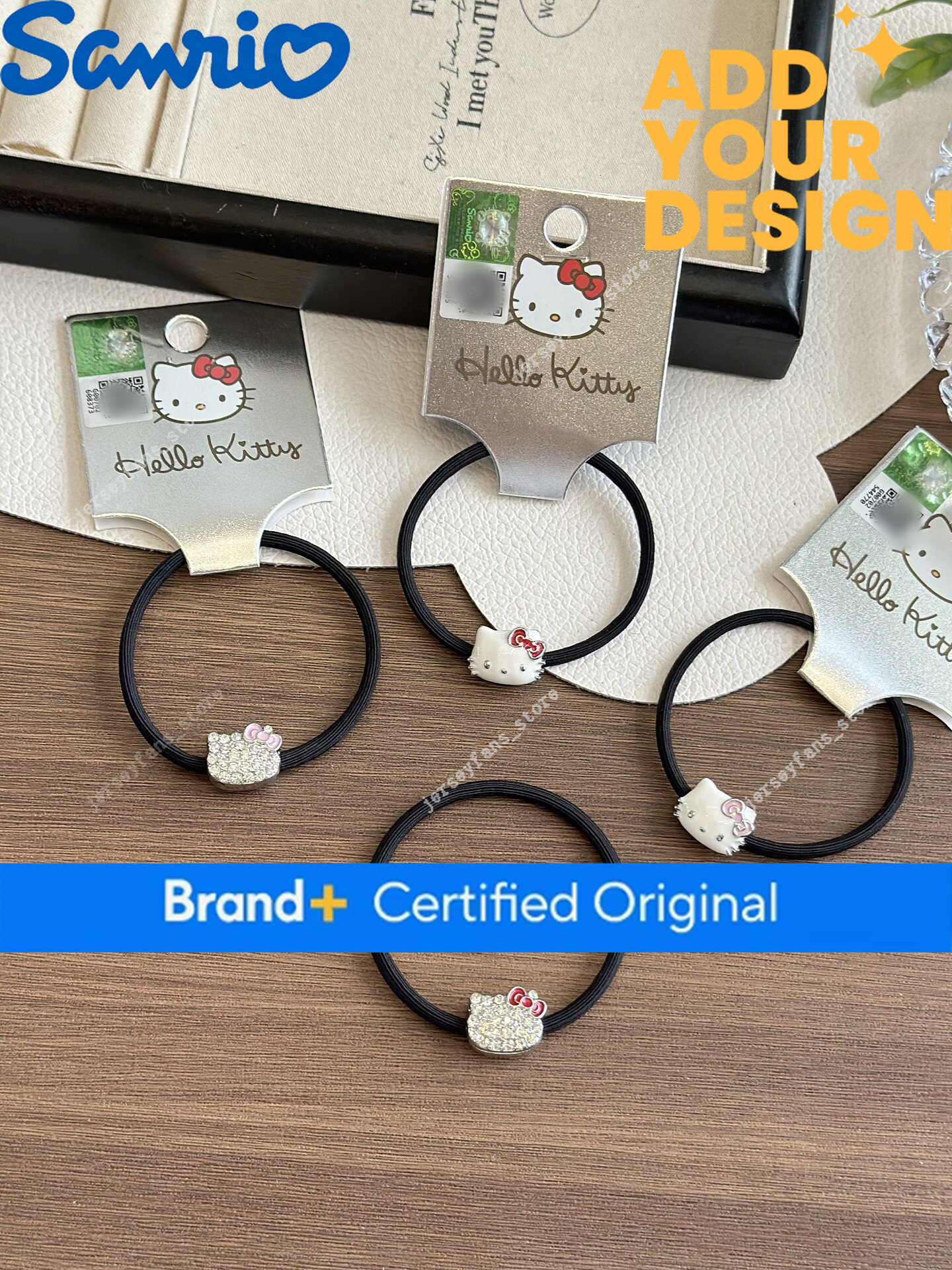 Authentic Hello Kitty Metal Bracelet Dual-Use Rope Sanrio Energetic Cute Bun Hair Tie 1f