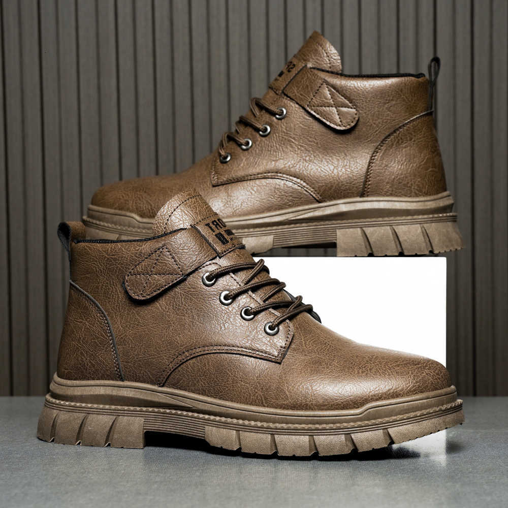 and Autumn British workwear Spring boots Non slip soft sole comfort outdoor mid top leather boots male shoes Men's casual boots D260916