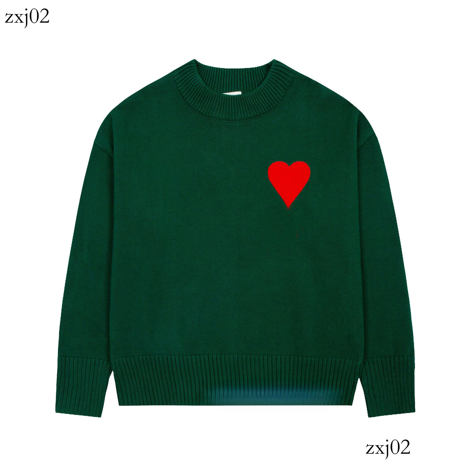 A-Line Small Red Heart Fashion Men Women Wear Designer Shirt Knitted Sweater Embroidered Heart Solid Color Big Love Round Neck Long Sleeve Knitted P