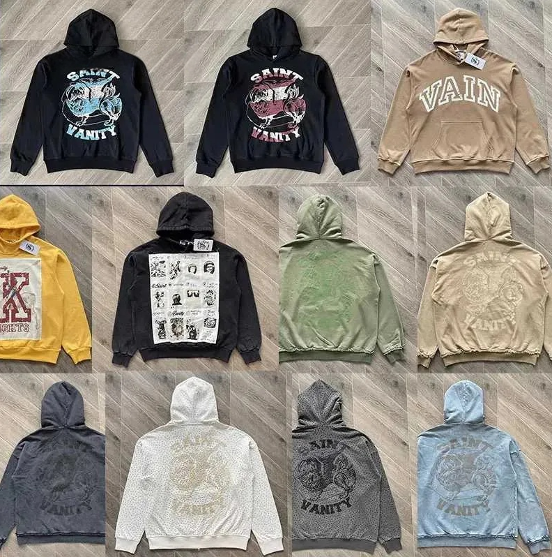 SAINT VANITY hoodies collection cotton 2025 AAAAA High Quality Fashion Pure Cotton Vintage Washed Sweatshirt Casual SAINT VANITY Jogger sports suits