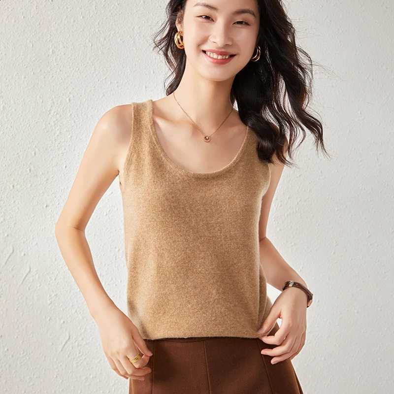Cashmere New Women WinvyNee Summer Wool Tops Office Lady Solid O-Neck Warm Soft Vest Tank Streetwear Tops C1044006W260915