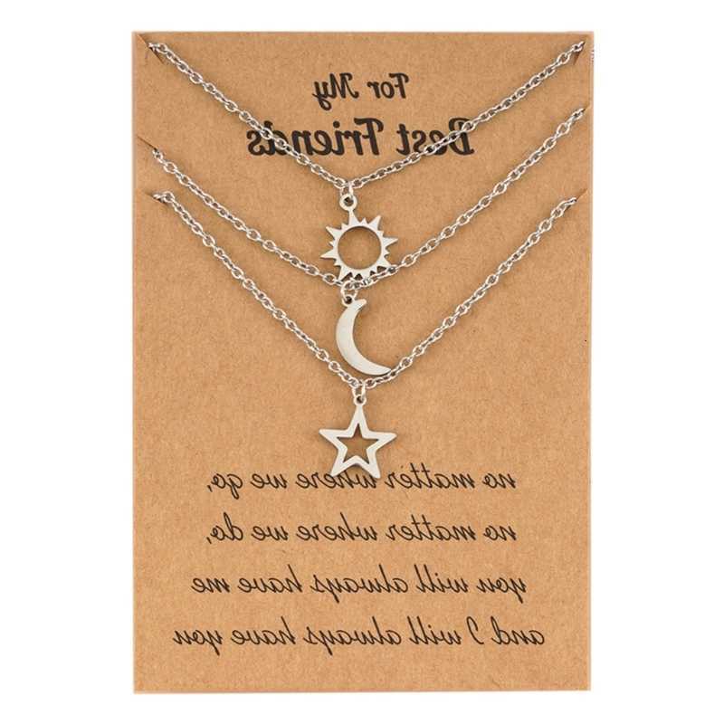 Sun Fashion New Moon Star 3-piece Couple Necklace Hip-hop Versatile Stainless Steel Necklace Collar Chain Female Jewelry GiftT260916