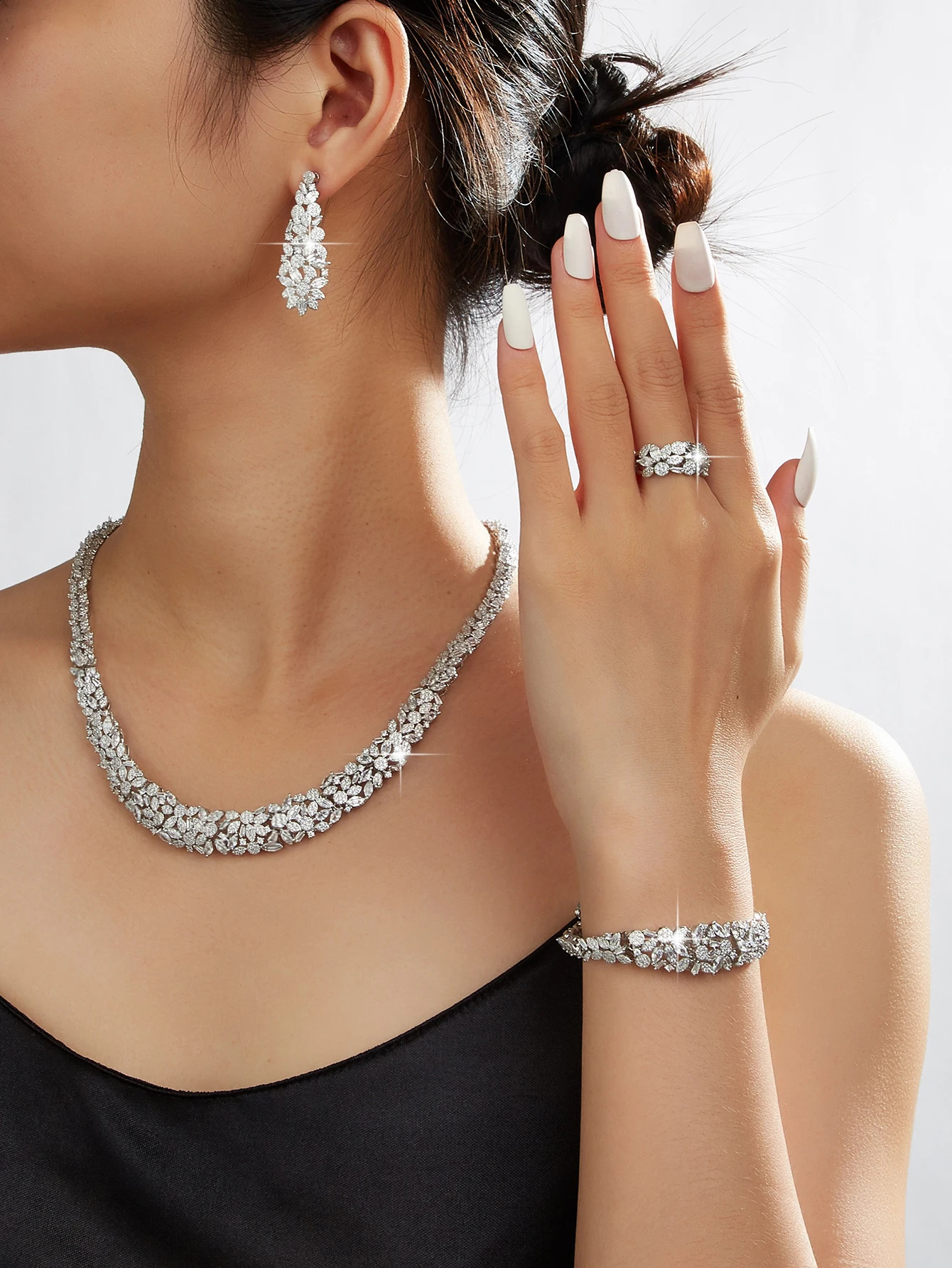 2025 y 4-piece Women's Wedding Jewelry Necklace Sets for Women Cubic Zirconia Bridal Jewellery Set Dubai Saudi Part 260916
