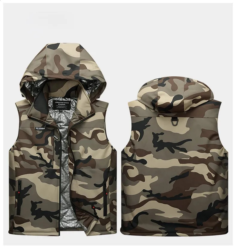 Men's Winter Work Vest Graphene Thermal Heated Jacket Thick Cotton Lined Camo Sleeveless Coat Durable Outdoor Protection 260916