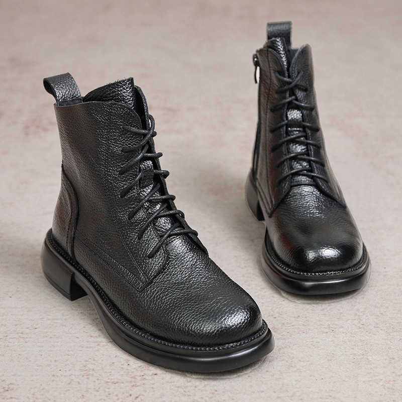 shoes 2026 British style Women's short boots women's round toe lace up winter with plush soft sole and soft surface short boots D260916