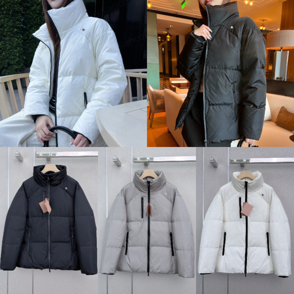 mius jacket women Stand Collar Puffer Jacket Brand miuslogo print decorate Winter Warm Outerwear Casual Windproof Quilted generously filled designer