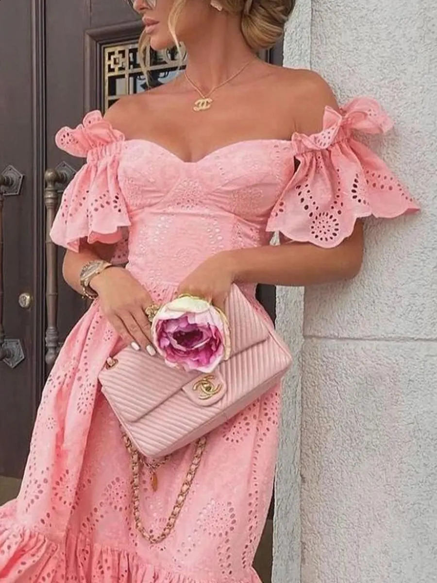 Dress Women Off Shoulder Mid Length Dresses Solid Dot Sexy Splice Tight High Waist V Neck A Line Elegant Slim Fit Vestidos 260916