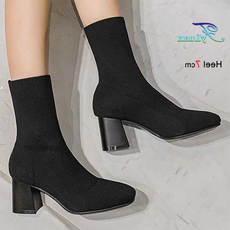 Woman Autumn Winter Shoes New fashion Short Boots Coarse Heel Square Head Single Boots Solid Color 7cm 5cm High Heels Ankle Boot D260916