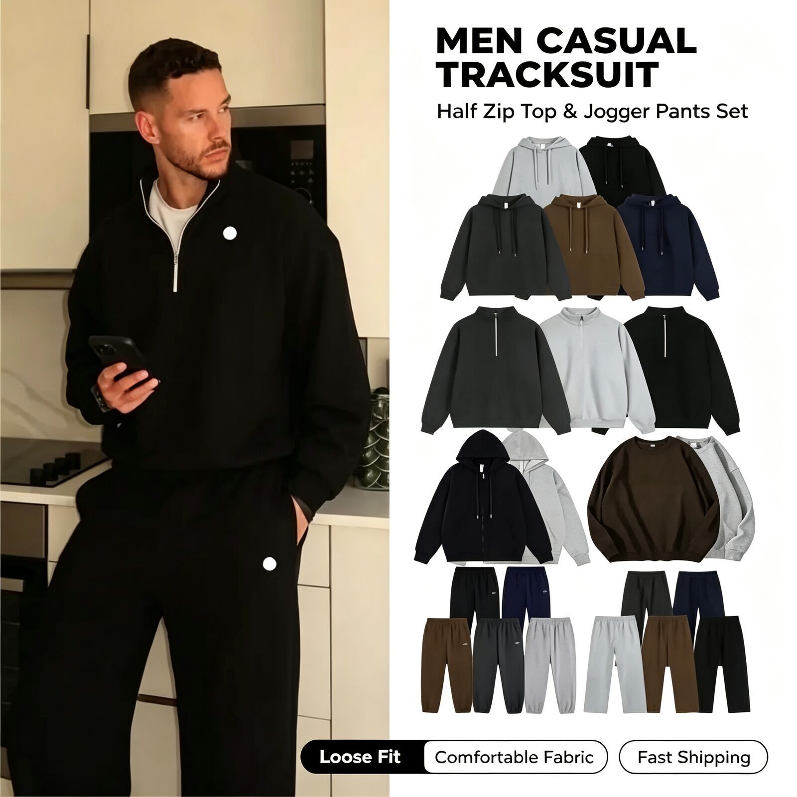 Mens Essentials Streetwear Hoodies T-Shirts Sweatpants Shorts Casual Oversized Loose Fit Tracksuit Sportswear Pullover Tops Jogger Pants Winter Fash