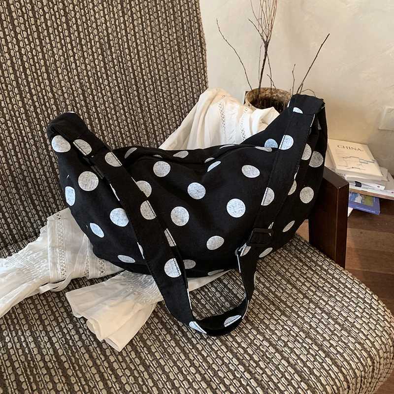 Designer Dot Canvas Crossbody Polka Bag Wen Casual Large Capacity Shoder Bag Vintage Dots Print Hobo Handbags Shopping Sling Bags J260916