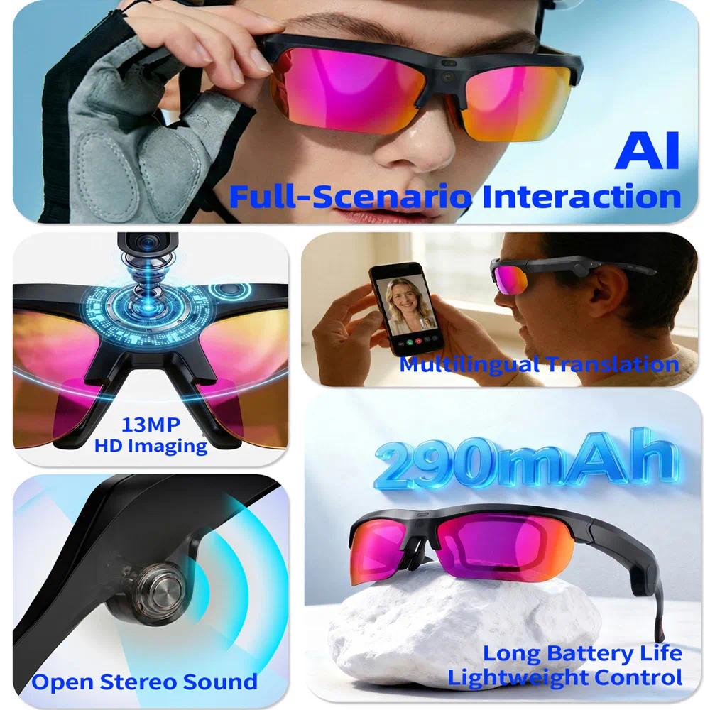 Mens Designer Smart Sunglasses Outdoor Long Battery Life Fashion Classic Women's Sunglasses Luxury Glasses AI Multi Functional Photography V