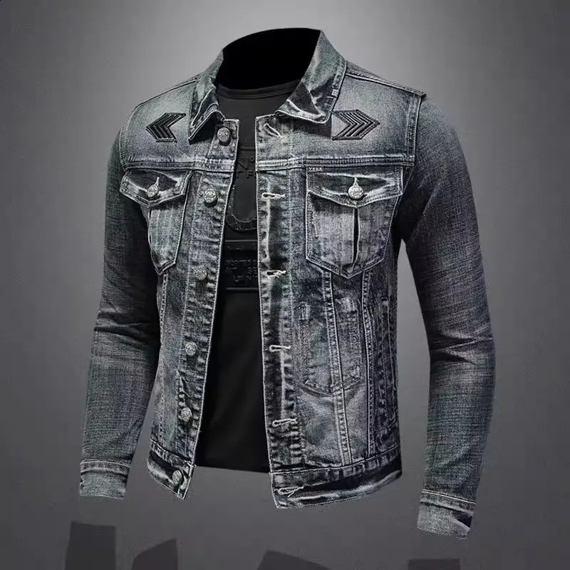 Men's Vintage Denim Jacket High Street Trend Loose Street Riding Biker Clothing Handsome Casual Buttoned Lapel Men's Clothing 260916