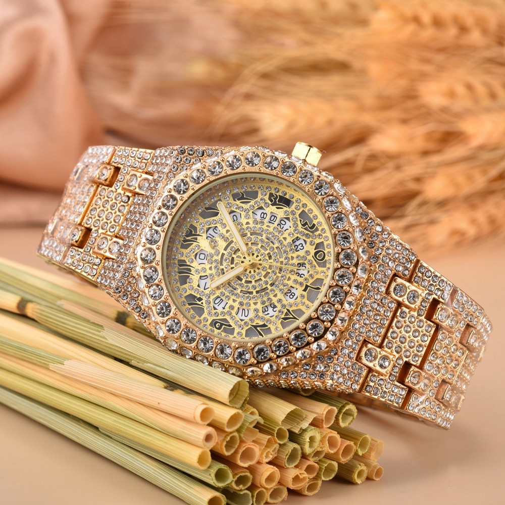 Full Brand Watches Men Male Full Diamond Style Steel Metal Band Luxury Wrist Watch A05