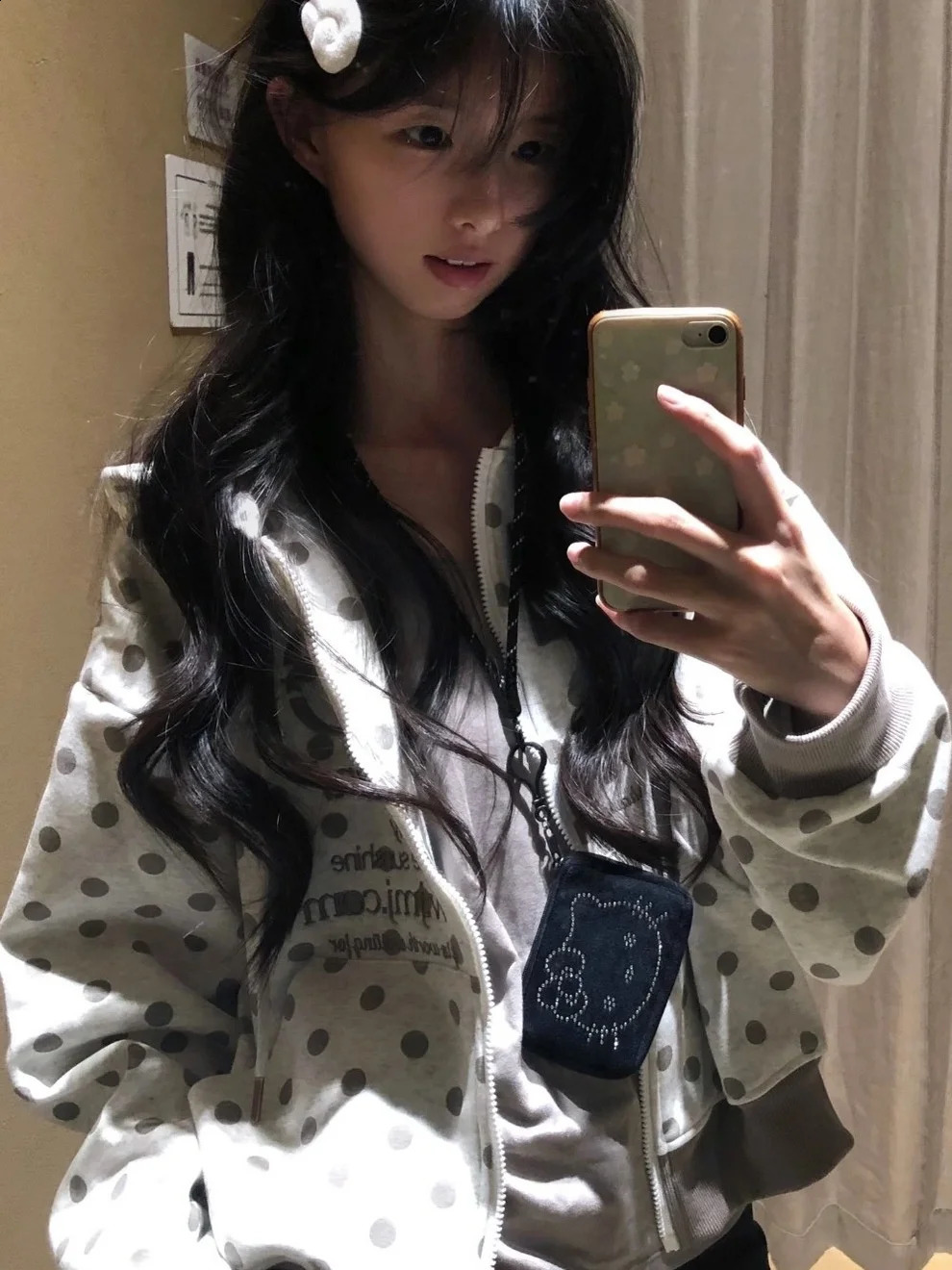 Retro American Polka Dot Letter Embroidery Hooded Open Cardigan Sweatshirt Women's Spring Autumn Loose Zipper Short Coat 260916
