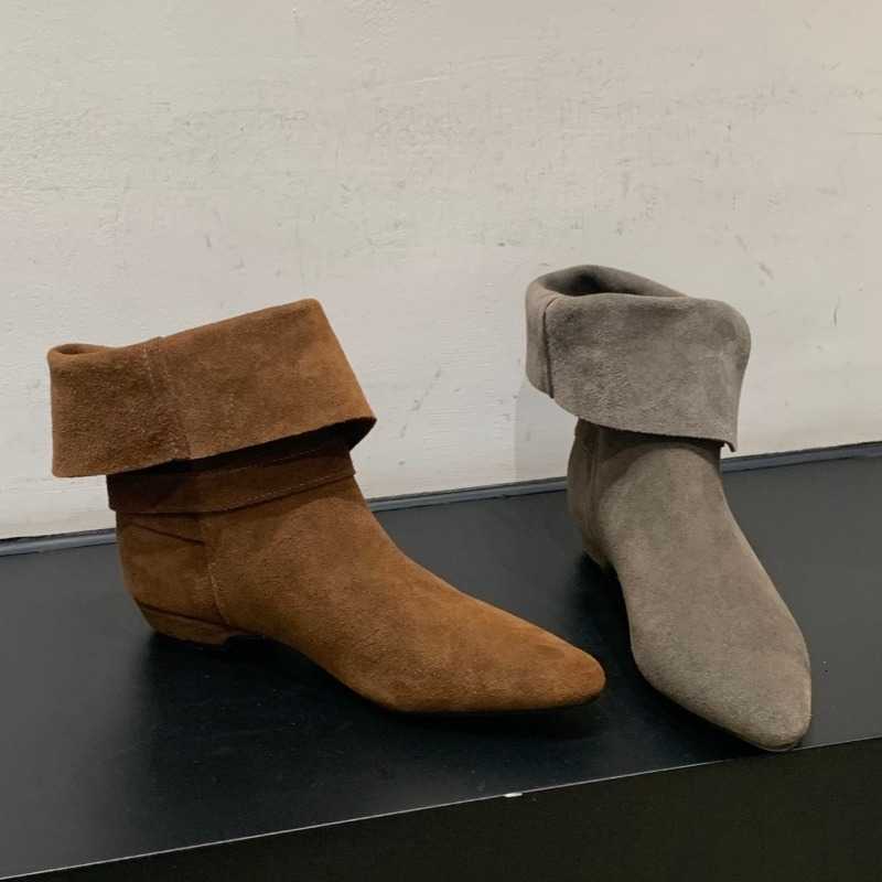 Genuine Leather Low Heel Ankle Boots for Women Fall Winter Turning Edge Design Boots Comfortable Woman Shoes D260916