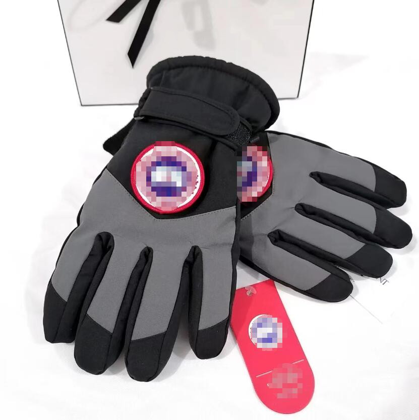 Canvas Womens Designer Gloves Full Letters Winter Luxury Gloves Gold Buckle Warm Wool Lining Fashion Genuine Leather Glove
